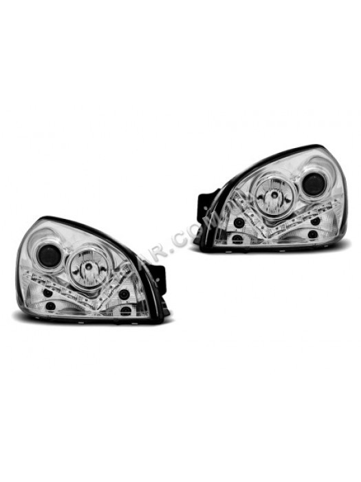 Передняя led оптика с линзами в хромовом корпусе Hyundai Tucson (04-10)